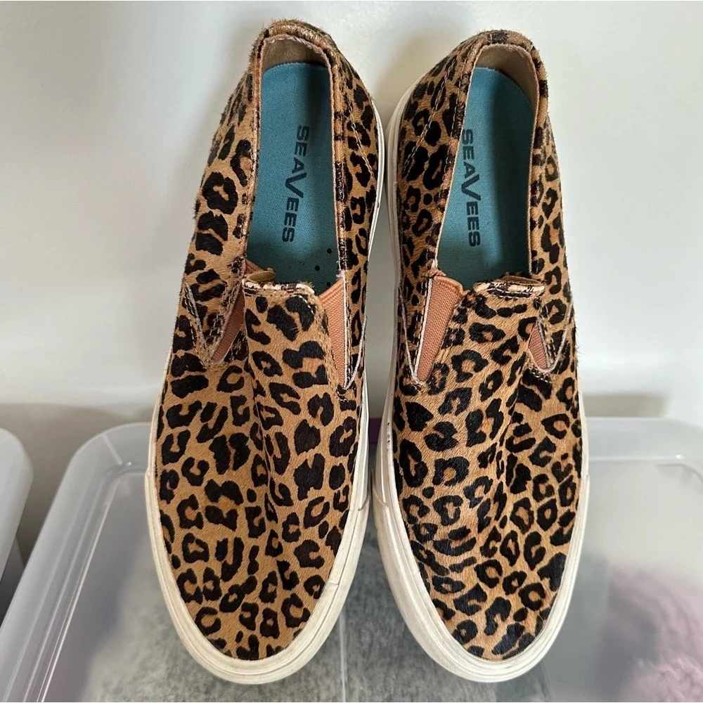 SeaVees Baja Platform Mulholland Leopard Print Cowhide Sneakers Size 9